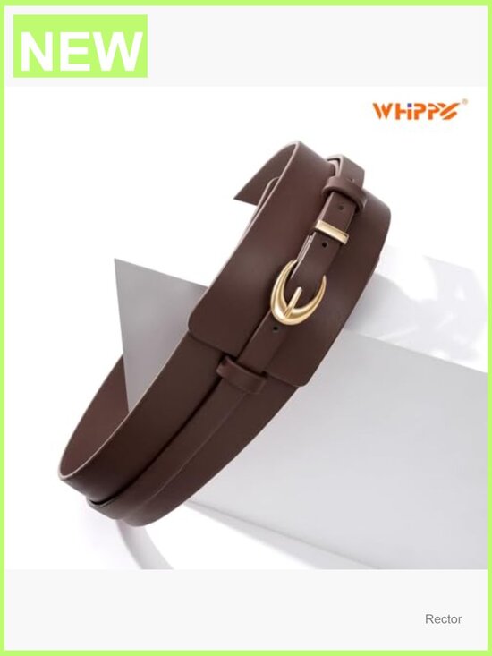 Wide Leather Belt with Detachable Skinny Belt - 2.8\